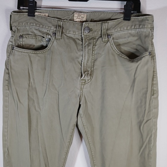 J. Crew Mens‎ Olive Green Flat Front Slim Chino Dark Wash Pants Size 32x32 PB26 - Picture 4 of 10